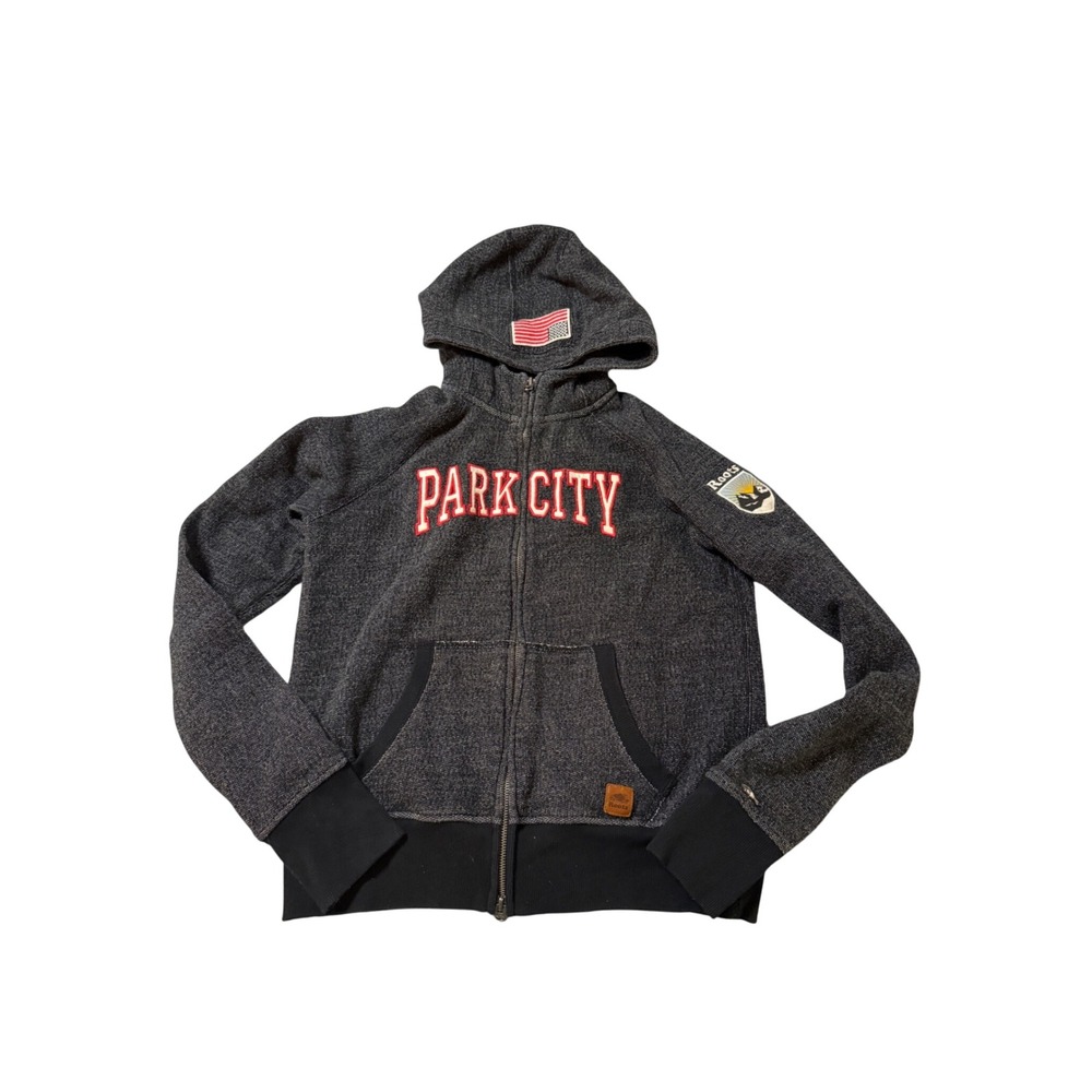 Roots Park City Full Zip Hoodie Jacket Charcoal Gray Size Large Beaver